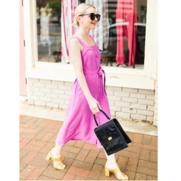 Everlane Women's Purple Japanese GoWeave Picnic Button Down Dress Size 16 - Picture 2 of 10